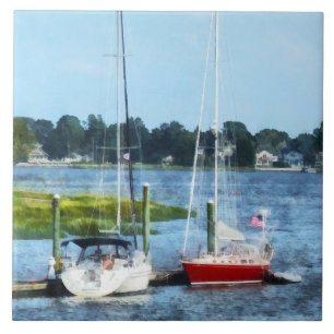 Carreau En Céramique Deux Docked Sailboats