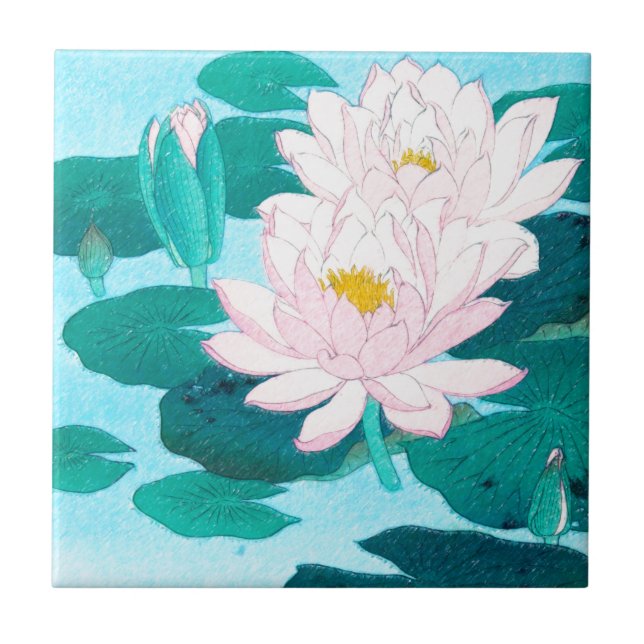Carreau En Céramique Deux fleurs de Lotus (Devant)