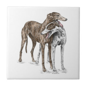 Carreau En Céramique Deux Greyhound Friends Dog Art