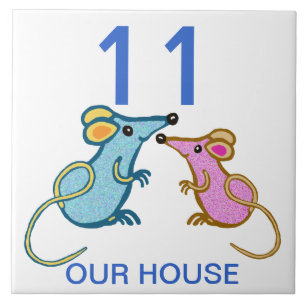 Carreau En Céramique deux jolies souris numéro de maison