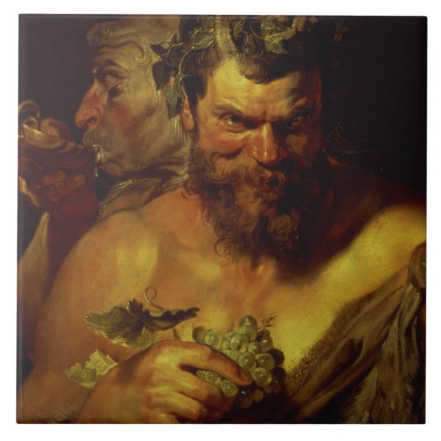 Carreau En Céramique Deux satyres (huile sur le panneau) (Devant)