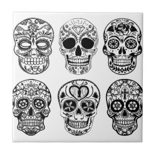 Carreau En Céramique Dia de los Muertos Skulls (jour des morts)