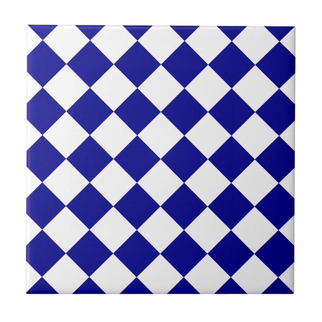 Carreau En Céramique Diag Checkered - blanc et bleu-foncé (Devant)