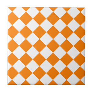 Carreau En Céramique Diag Checkered - blanc et orange