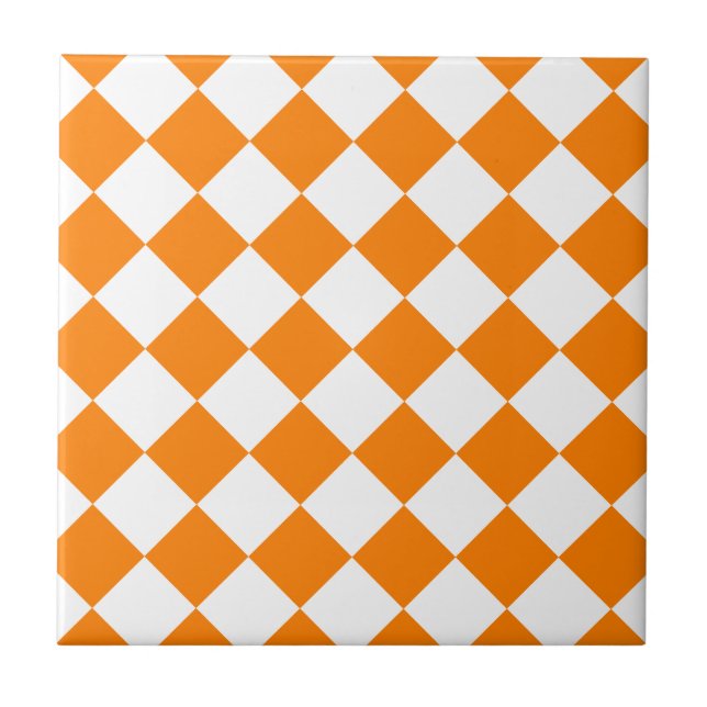 Carreau En Céramique Diag Checkered - blanc et orange (Devant)