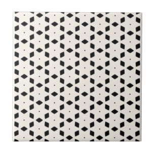 Carreau En Céramique Diamants et étoiles noirs et blancs des motifs  