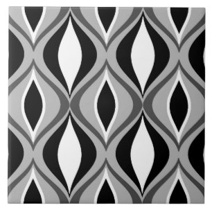 Carreau En Céramique Diamants modernes, noir, blanc et gris de la
