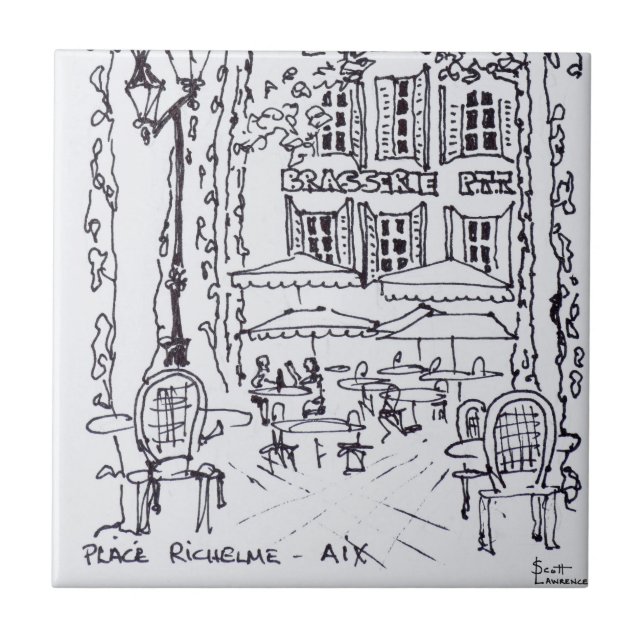 Carreau En Céramique Dîner sur la Plaza| Aix en Provence, France (Devant)