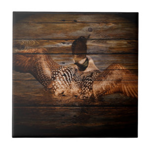 Carreau En Céramique Dingue en bois d'oiseaux aquatiques de pays