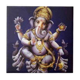 Carreau En Céramique Divinité indoue d'éléphant asiatique de Ganesh