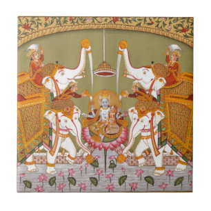CARREAU EN CÉRAMIQUE DIVINITÉ INDOUE INDIENNE ANTIQUE DE SEIGNEUR