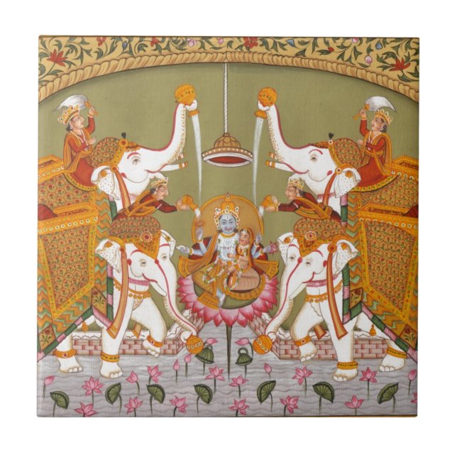 CARREAU EN CÉRAMIQUE DIVINITÉ INDOUE INDIENNE ANTIQUE DE SEIGNEUR (Devant)