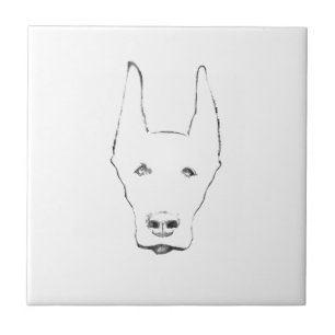 Carreau En Céramique Doberman Pinscher Dog Croquis Visage