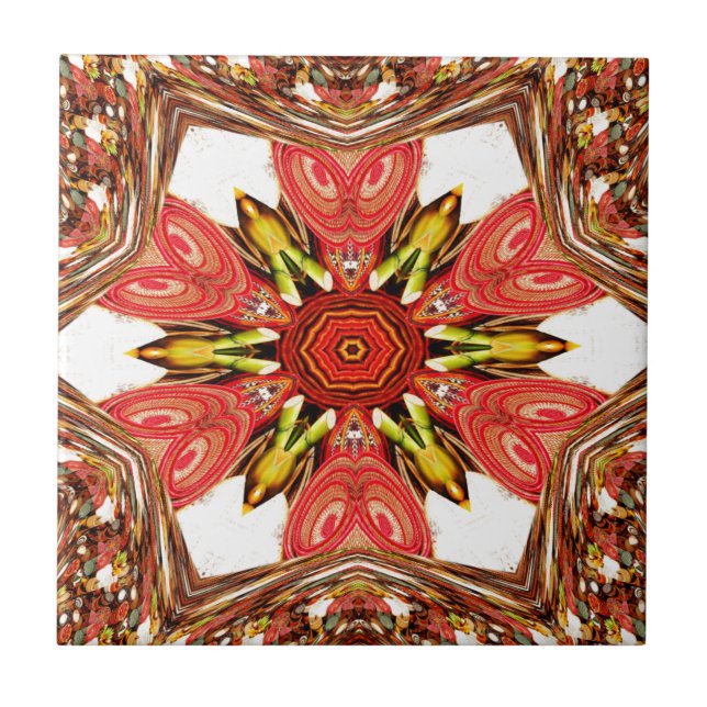 Carreau En Céramique Doodle Floral Art Imprimer (Devant)