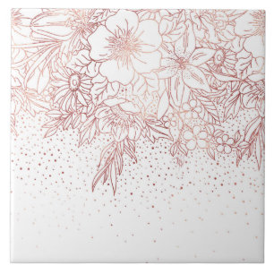 Carreau En Céramique Doodles et confettis floraux dessinés à la main 