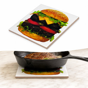 Carreau En Céramique Double Deluxe Hamburger au fromage