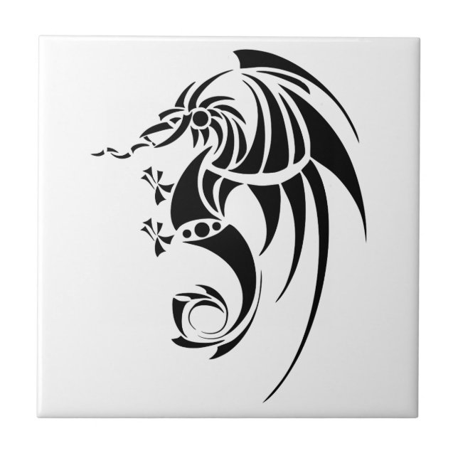 Carreau En Céramique Dragissous V1 - dragon noir (Devant)