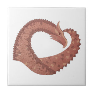 Carreau En Céramique Dragon cardiaque Brown en blanc