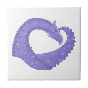 Carreau En Céramique dragon coeur lavande sur fond blanc