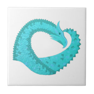 Carreau En Céramique Dragon de coeur du Verdigris en blanc