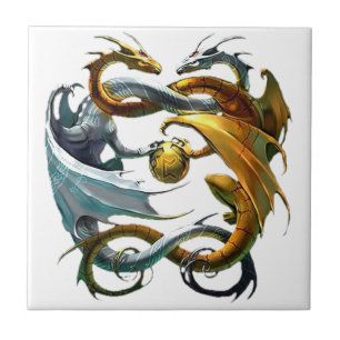 Carreau En Céramique Dragons de bataille