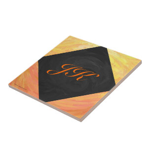 Carreau En Céramique Dragons Oeil orange et noir Monogramme