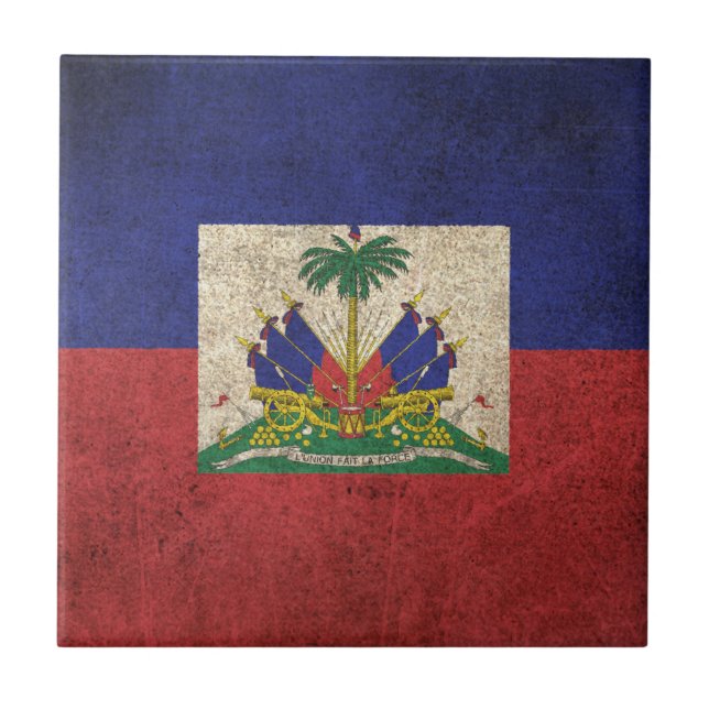 Carreau En Céramique Drapeau affligé par cru du Haïti (Devant)