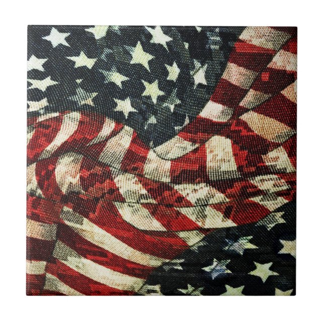 Carreau En Céramique Drapeau américain-Camouflage par Shirley Taylor (Devant)
