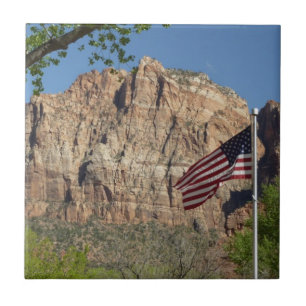 Carreau En Céramique Drapeau américain dans le parc national de Zion I