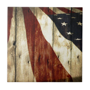 Carreau En Céramique Drapeau américain de fibre de bois americana