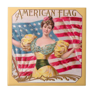Carreau En Céramique Drapeau américain Lady Liberty Independence