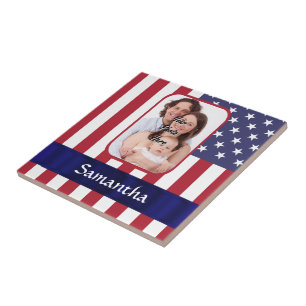 Carreau En Céramique Drapeau américain patriotique personnalisé