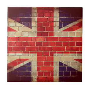 Carreau En Céramique Drapeau BRITANNIQUE vintage sur un mur de briques