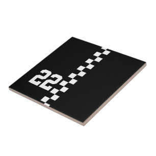Carreau En Céramique Drapeau De Course Personnalisé Noir Et Blanc