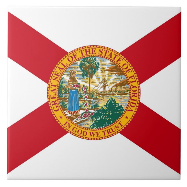 Carreau En Céramique Drapeau de l'État de Floride (Devant)