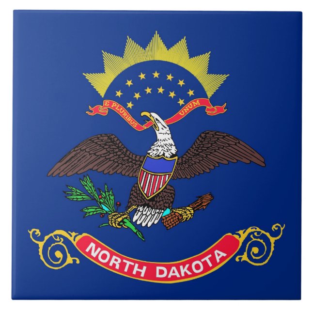 Carreau En Céramique Drapeau de l'État du Dakota du Nord (Devant)
