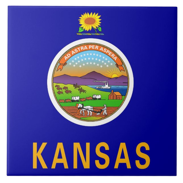 Carreau En Céramique Drapeau de l'État du Kansas (Devant)