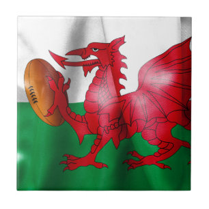 Carreau En Céramique Drapeau du ballon de rugby à XV gallois