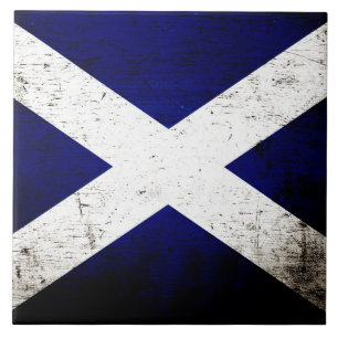 Carreau En Céramique Drapeau grunge noir de l'Ecosse