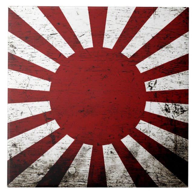 Carreau En Céramique Drapeau grunge noir du Japon Soleil Levant (Devant)