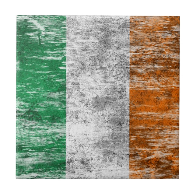Carreau En Céramique Drapeau irlandais éraillé et porté (Devant)