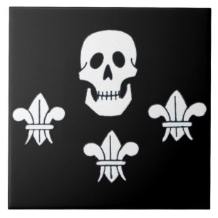 CARREAU EN CÉRAMIQUE DRAPEAU JOLLY ROGER ET TROIS LIEUX