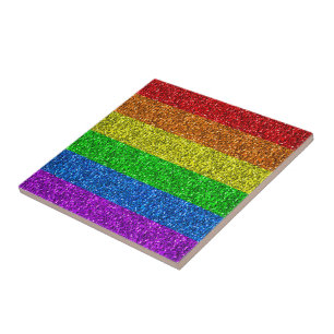Carreau En Céramique Drapeau LGBT vibrante parties scintillant arc-en-c