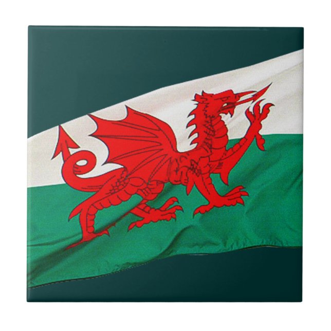 Carreau En Céramique Drapeau national du Pays de Galles, Le Dragon Roug (Devant)