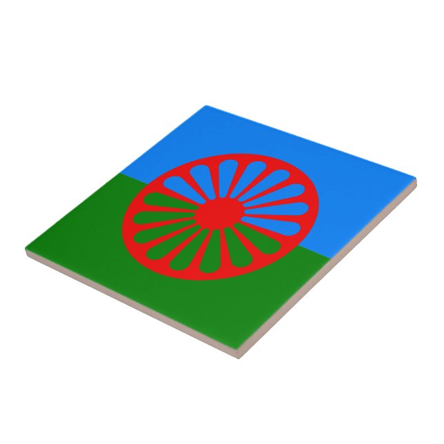 Carreau En Céramique Drapeau officiel des Tziganes roumains (Côté)