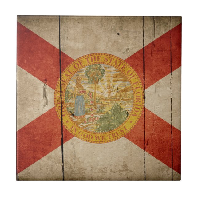 Carreau En Céramique Drapeau robuste en Floride de bois (Devant)