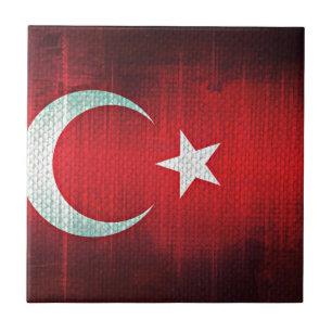 Carreau En Céramique Drapeau stylisé de Turquie
