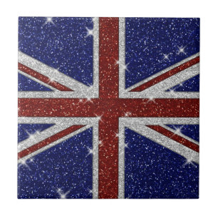 Carreau En Céramique Drapeau Union Jack brillant parties scintillant
