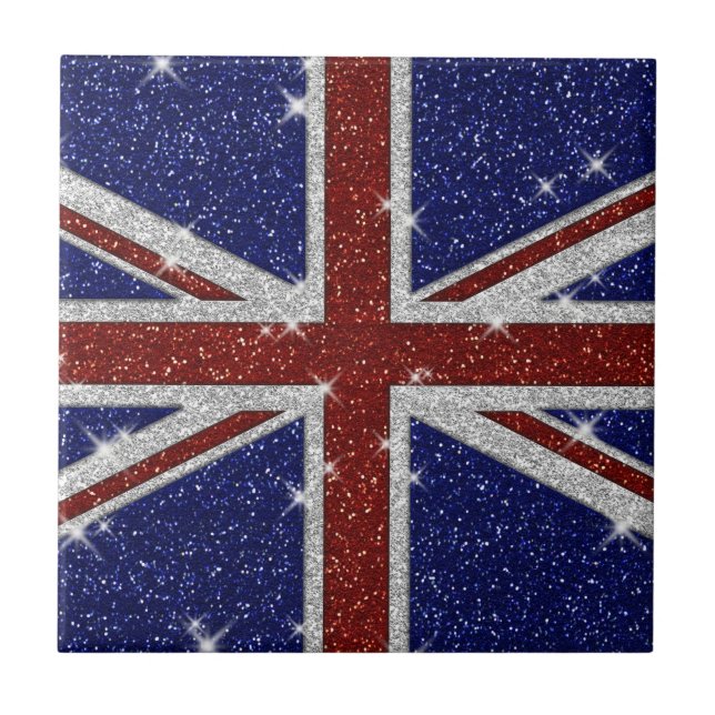 Carreau En Céramique Drapeau Union Jack brillant parties scintillant (Devant)