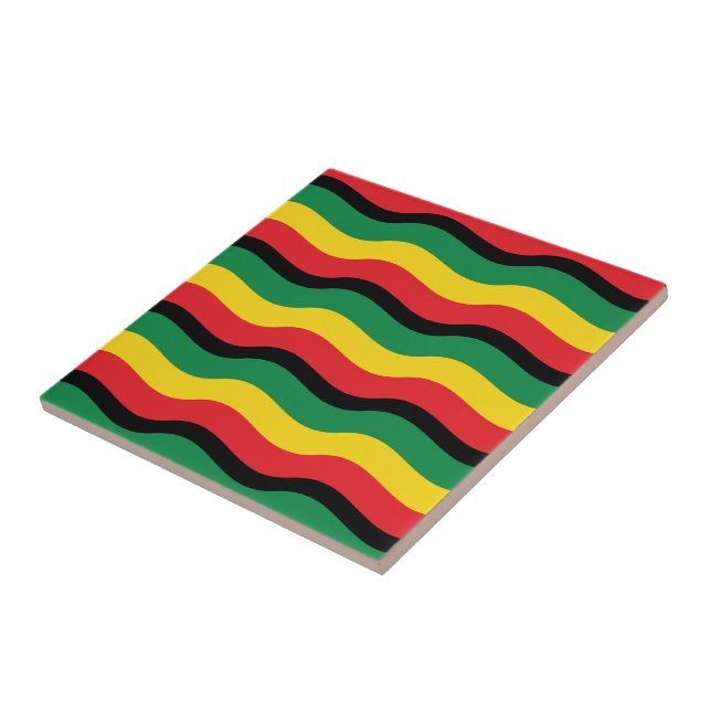 Carreau En Céramique Drapeau vert, or (jaune) et rouge (Côté)